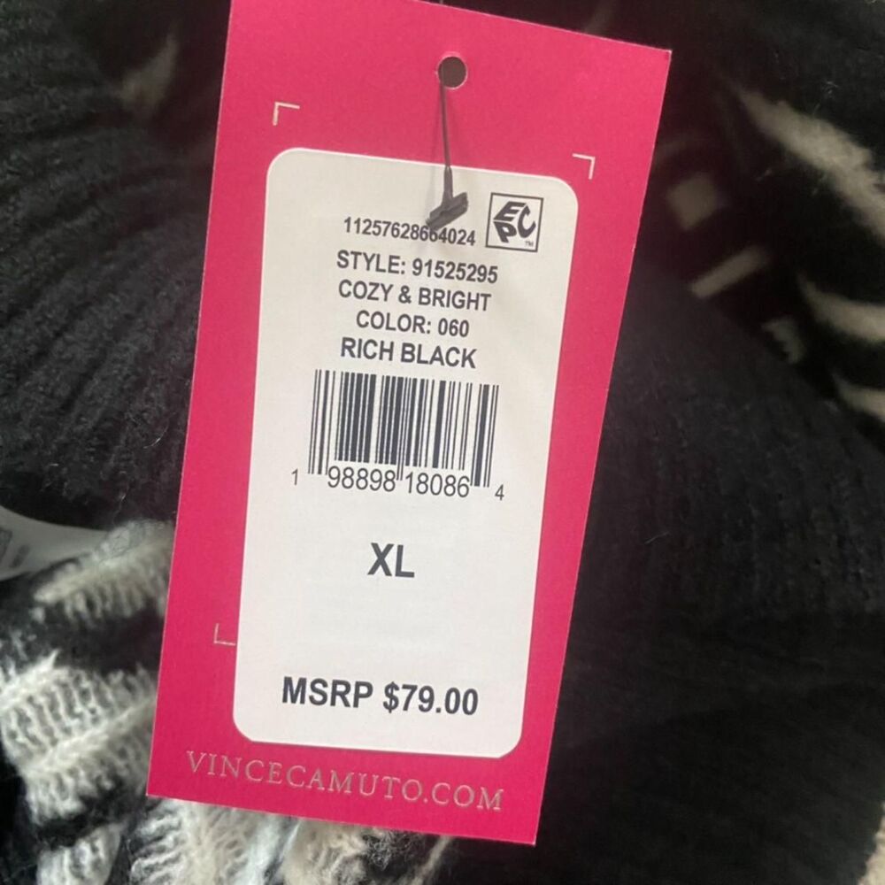 Vince Camuto Women's black white geometric line print sweater boxy cropped nwt - Picture 7 of 7